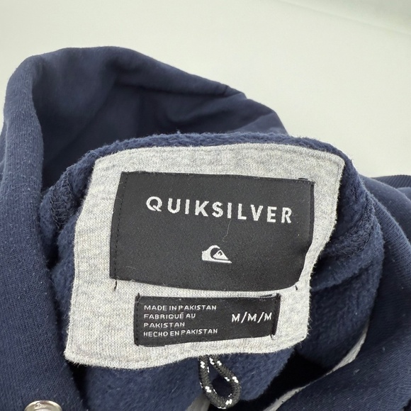 Quiksilver Hoodie Men Medium Blue Full Zip Fleece Sweater Skater Y2K Sweatshirt - Picture 8 of 13